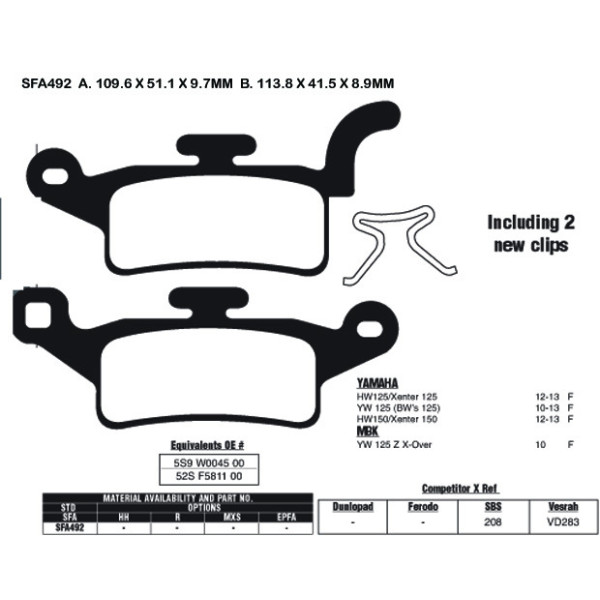 EBC EBC Brake Pads SFA492